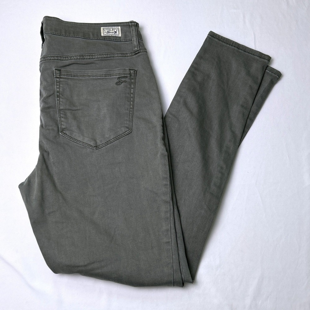 Seven7 Womens Mid Rise Ankle Skinny Stretch Jeans Size 8 Olive Green Casual